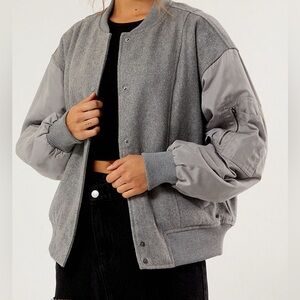 PacSun Gray Wool Bomber Varsity Jacket NWT Size XS/S